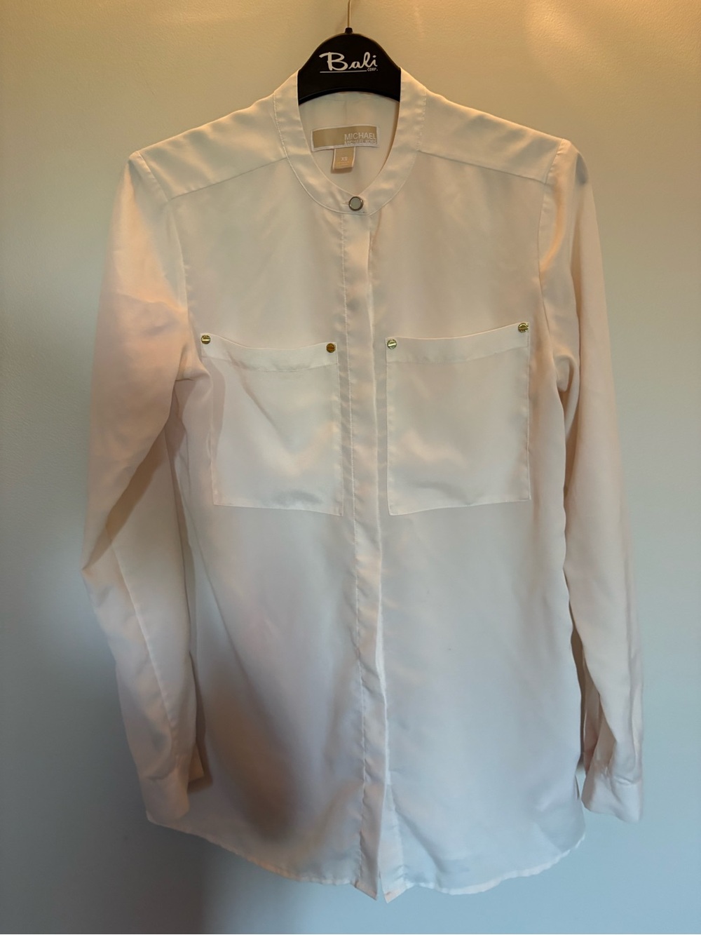 MICHAEL Michael Kors Cream Blouse with Gold-Tone Button